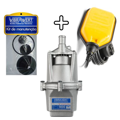 Bomba Submersa De Poço Vibra Vert 900 + Boia De Nivel + Kit de Manutenção Extra 110/127V