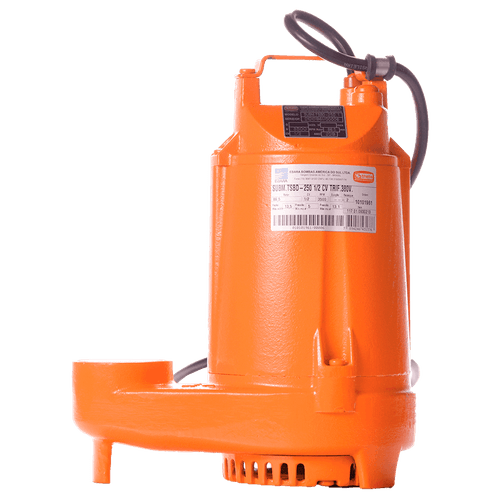 Bomba Drenagem Submersivel TSBD 250 1/2Cv Rotor de 86,5mm Trifasico Motor Weg IP68 380V